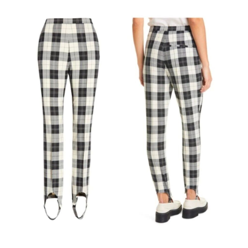 Baum und Pferdgarten Naleen Plaid Stirrup Pants Cream Black Check EU 34 US 2